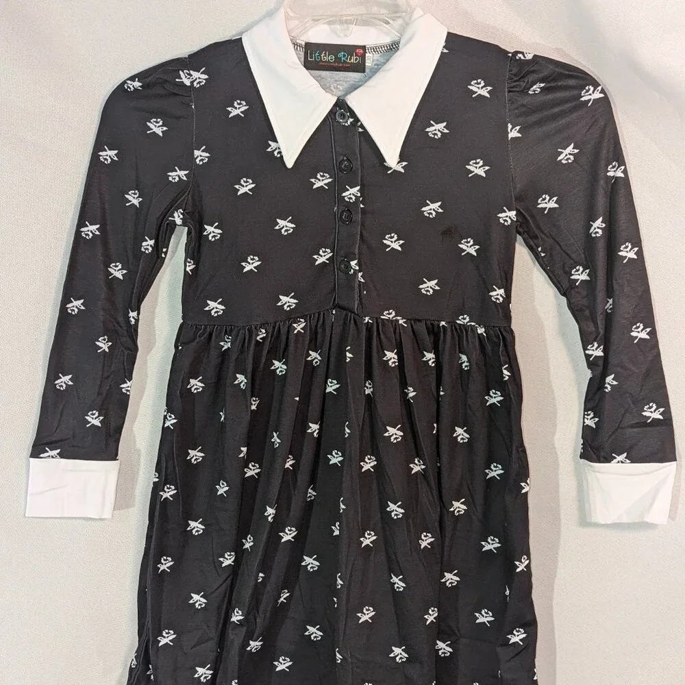 New Wednesday inspired Halloween costume black dress child size 2 4 6 8